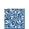 Party Ready Ornamental Scroll Beverage Napkins Tableware, Royal Blue, Paper , 5" x 5", Pack of 16