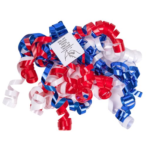 WRAPAHOLIC 12-Count 4th of July Self-Adhesive Curly Bows Gift Wrap Accessory - Blue/Red/White Curly Bows, Perfect for Independence Day, Memorial Day, Christmas, Birthday, Party Favors Decorations
