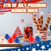 Sratte 50 Pcs Patriotic Rubber Ducks 2'' Blue Red White Mini Ducks in Bulk for USA Memorial Day Independence Day Party Favors Decor Supplies Star Rubber Ducks Baby Bath Toys for Kids Adults