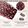 Burgundy Clip in Hair Extensions, Clip in Long Wavy Hair Extensions Human Hair 70G 7PCS Curly Clip in Hair Extensions for Women 18 Inch Long Remy Real Hair Hairpieces for Daily Party Use