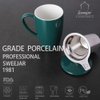 Sweejar Porcelain Tea Mug with Infuser and Lid,Teaware with Filter, Loose Leaf Tea Cup Steeper Maker, 16 Fl Oz for Tea/Coffee/Milk/Women/Office/Home/Gift (New Jade)