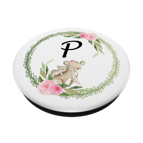 Cell Phone Pop Out Holder,Cute Koala Bear Flower Letter P PopSockets PopGrip: Swappable Grip for Phones & Tablets