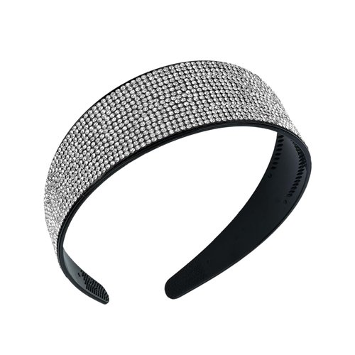 Amariver Silver Rhinestone Headbands Sparkly Glitter Hair Band for Women Shiny Crystal Headband Fashion Wide Diamonds Head band Bling Jeweled Headband Stylish Hair Accessories for Women Girls