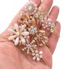 3PCS Rhinestone Bling Flower Small Mini Barrette Decorative Hair Clips Accessories for Thin Hair Women