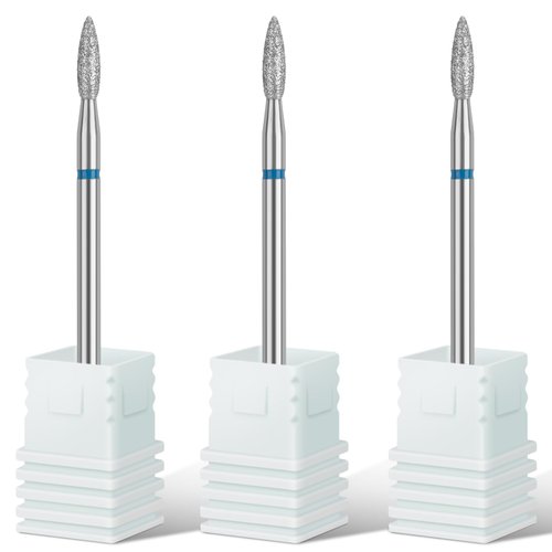 Rolybag Cuticle Nail Drill Bits Flame Shape Cuticle Drill Bit for Nail Diamond Drill Bit 3/32” Professional Safety Cuticle Clean Drill for Electric Remove Cuticle Dead Skin Manicure Tools (Medium)