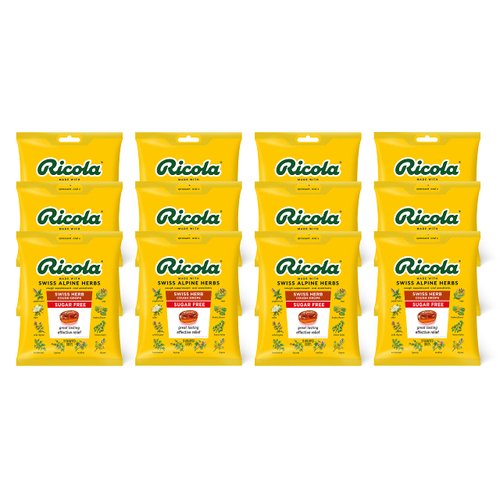 Ricola Sugar Free Swiss Herb Herbal Cough Suppressant Throat Drops | Naturally Soothing Long-Lasting Relief - 19 Count (Pack of 12) Bags