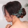 Teyglen Green Crystal Bride Wedding Hair Comb Bridal Crystal Hair Comb Hair Accessories Shiny Rhinestones Bridal Side Hair Combs Dainty Headpieces for Women Bride Girls