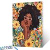 Fashion Girl in Garden Flowers Oil Paint by Number Kits for Kids and Adults Beginner Africa American Women Acrylic Digital Pitures Lady Wearing Sunglass Paintwork Home Decor Boho Gift(16''W x 20''H)