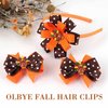 Olbye Thanksgiving Hair Bows Turkey Hair Clips Flash Prom Party Alligator Barrettes Orange Festival Hairpin Autumn Hair Barrettes Fall Hair Accessories for Women and Girls 4Pcs (3Pcs Hair Bows)