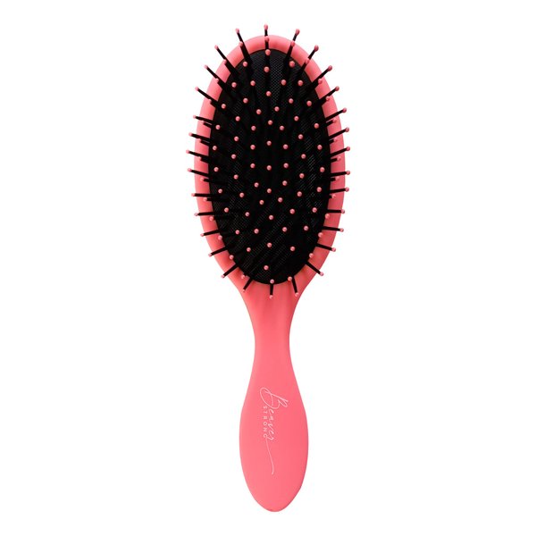 Essential Oval Hair Brush by BeaverStrong, Detangling Hair Brushes with capped soft nylon bristles and air cushion base (Warm Pink)