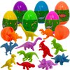 Dinosaur Toy Gift Set: One Bubble Gun, 12 Mini Dino Figurines in 6 Eggs & Sticker Book with 40 Reusable Stickers – Fun Dinosaur Toys for Kids, Toddlers, Boys & Girls