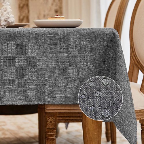 BALCONY & FALCON Rectangle Tablecloth Washable Wrinkle Resistant and Water Proof Table Cloth Decorative Linen Fabric Tablecloths for Dining Parties Kitchen Wedding and Outdoor Use (Gray, 55x95)