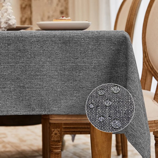 BALCONY & FALCON Rectangle Tablecloth Washable Wrinkle Resistant and Water Proof Table Cloth Decorative Linen Fabric Tablecloths for Dining Parties Kitchen Wedding and Outdoor Use (Gray, 55x95)