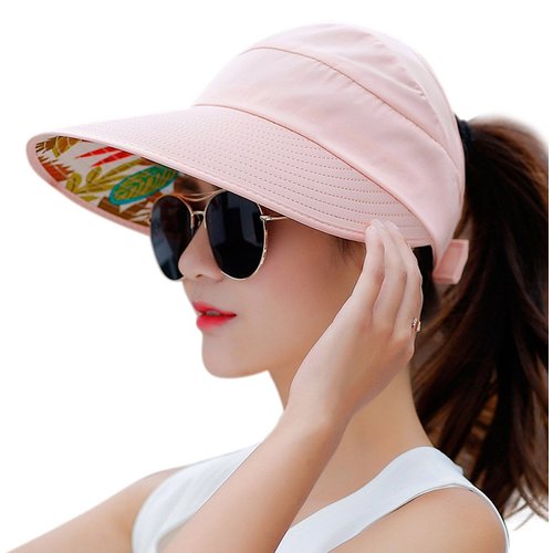 HINDAWI Sun Hats for Women Wide Brim Sun Hat UV Protection Floppy Beach Packable Caps Pink