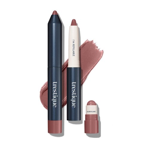 TRE'STIQUE Matte Lip Crayon, Matte Lipstick With Built-in Lip Gloss Balm, 2-in-1 Lip Liner Set With Lip Crayon and Lip Balm, Lipstick and Lip Gloss Balm Lip Kit (Florence Fig Refillable)