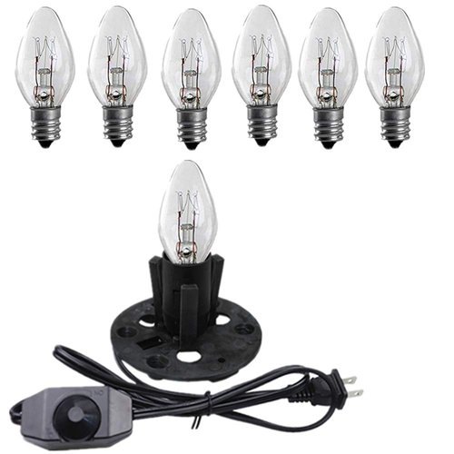 SCOMX Himalayan Salt Lamp Cord, Dimmer Switch,Christmas Bulb,Salt Lamp Cord with Dimmer Control and Base Assembly,5 Feet,E12 Base for Himalayan Salt Lampsand with six Free 8W Bulbs for Salt Lamp (1p)