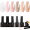 modelones Builder Nail Gel 6 Colors, 8-in-One Gel Builder Set for Nail Thickening, LED Nail Lamp Cured Hard Gel Builder Nail Strengthener Extension Gel Nail Polish Nail Glue Gel in a Bottle