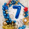 Baseball Balloons 7th Birthday Decorations for Boys, Baseball Party Decoration Baseball Sports Theme Party Supplies, 40 inch Foil Number Balloons Number 7 Balloon Blue Red White Sports Balloon Kits