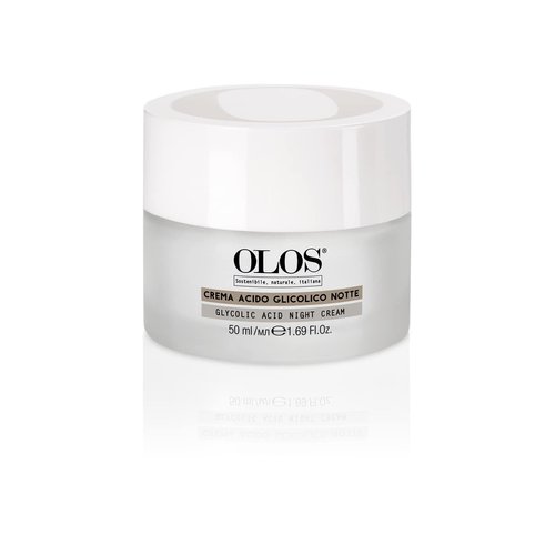 OLOS Glycolic Acid Night Cream, 1.7 oz - Intensive Night Cream with Shea Butter - Revitalizing and Renewing Skin - Deep Exfoliation Night Face Cream
