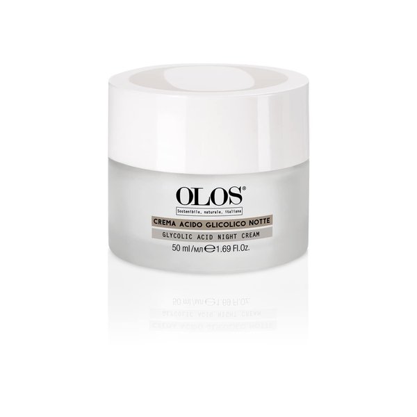 OLOS Glycolic Acid Night Cream, 1.7 oz - Intensive Night Cream with Shea Butter - Revitalizing and Renewing Skin - Deep Exfoliation Night Face Cream