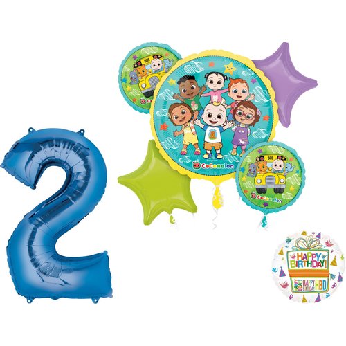 Anagram Cocomelon Boy 2nd Birthday Party Supplies Foil Balloon Bouquet Decorations