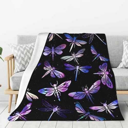 Dragonfly Blanket Warm Plush Dragonfly Flannel Throw Blanket Super Soft Fleece Cozy Fuzzy Dragonflies Stuffed Animal Blanket Gifts for Kids Teens Adults Room Decor 40"X50"