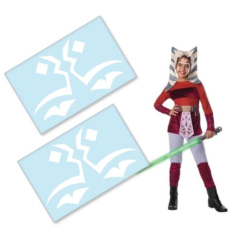 Cosplay Tats Kids Size Asoka Face Marking Temporary Tattoos - Padawan Edition - Perfect for Halloween Costume and Cosplay