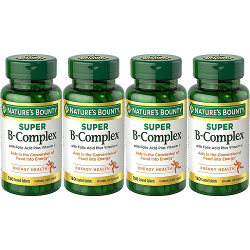 Nature's Bounty B-Complex with Folic Acid Plus Vitamin C, Tablets 150 Each (Pack of 4)