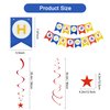 BEISHIDA Red Blue Gold HAPPY BIRTHDAY Banner with 12pcs Red Blue Gold Stars Hanging Swirls Garland Birthday Party Decorations Sets for Birthday Party Supplies, Kids Girls Birthday Decorations