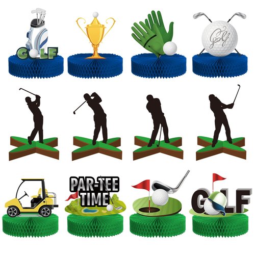 12 Pieces Golf Party Decorations Golf Honeycomb Centerpieces Golf Party Centerpieces Birthday Retirement Sports Golf Theme Party Supplies for Kids Boys Men Baby Shower Par-Tee Time Birthday