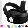 Straw Lid for Hydroflask, Lids with Straw Compatible with Hydro Flask Wide Mouth 32 40 oz Water Bottle, Straw cap for Hydroflask Lid Replacement, Flip Top with Flex Handle (Black)