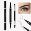 Eyebrow Pencil Makeup Kit, with Waterproof 2-IN-1 Microblading Eyebrow Pen, Eyebrow Pomade, Eyeliner and Dual-ended Eyebrow Brush, Brow Pencil Kit for Natural Eyebrows- Brunette