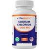 Vitamatic Sodium Chloride 1000mg, 365 Tablets - Salt Tablets, Non-GMO, Gluten Free - Electrolytes Replenisher Hydration Drink (1 Bottle)