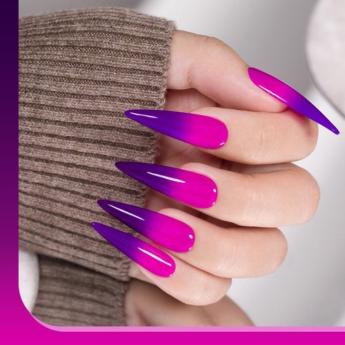 RARJSM Color Changing Gel Nail Polish 15ML Dark Purple to Bright Purple Mood Temperature Change Gel Polish Soak off UV Thermal Gel Nail Polish for Nail Art Manicure DIY Salon at Home