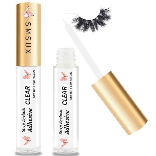 Clear Eyelash Glue Super Strong Hold Eyelash Adhesive Waterproof Eyelash Glue Sensitive Eyes Lash Glue for False Lashes 0.18 oz