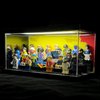 Minifigure Display Case with LED Lights - Clear Dustproof Acrylic Display Box - Removable and Freely Assembled Brick Base (Yellow)