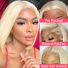Blonde Bob Wig Human Hair 613 Lace Front Wig Human Hair 13X4 lace Front Bob Wig Human Hair Pre Plucked With Baby Hair 180% Density 613 Short Bob Wigs Human Hair for Women 16 Inch