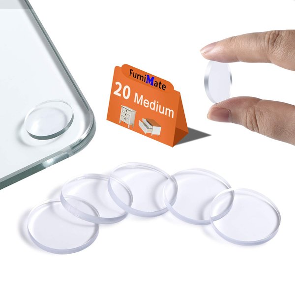 Glass Table Top Anti Slip Pads-Glass Table Top Bumpers, 20PCS 20mm Non Adhesive Medium, Rubber Glass Table Top Grippers, Under Glass Pads Clear