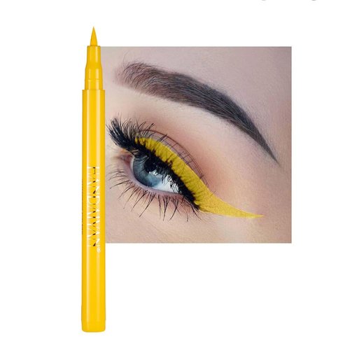 Unyoke YELLOW Eyeliner Liquid,Liquid Eyeliner, Long-lasting Multi-color liquid eyeliner,White Black Red Brown Green Purple High-pigmented Eyeliners,waterproof and sweat-proof, no fall-off, no smudge