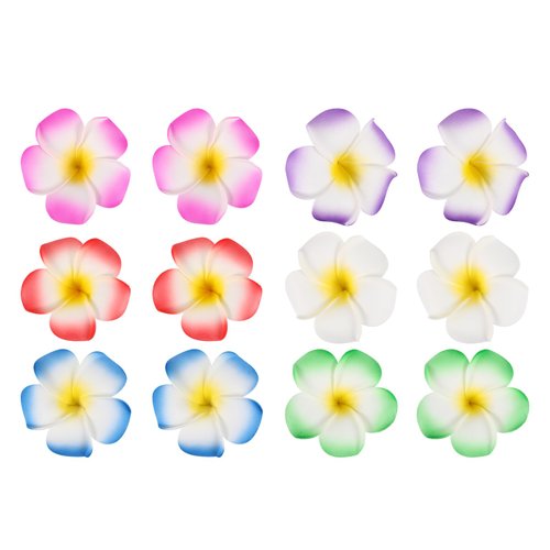 12 Pcs Hawaiian Plumeria Flower Hairpins Hair Clip Bridal Barrette Hairclip Hair Accessory for Tropical Beach Party Wedding Event Decoration(9CM Mixed Color)