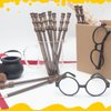 Party Supplies -24pcs Wand Pencil, 24pcs Black Glasses with Round Frame No Lenses for School Party, Birthday , Cosplay Party Decor, Halloween (48pcs all)