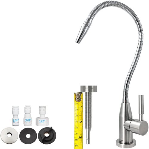 Kitchen Water Filter Faucet with Adjustable Gooseneck, Stainless Steel Drinking Water Faucet Lead-Free Safety for Water Filtration Systems or Reverse Osmosis Systems, Beverage Cold Water Faucet