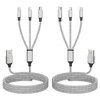 Multi Charging Cable, Nylon Braided 3 in 1 Universal Phone Charger Fast Charging with USB C/Micro USB/Lightning Port, Compatible with Most iPhones&iPads Cell Phones (2 Pack)