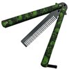 Butterfly Knife Designed Practice Trainer Comb, Portable Training Practice Hair Comb,Easy to Practice Flipping (Green)