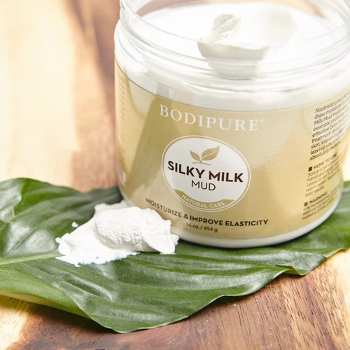Bodipure Silky Milk Mud Mask for Body – Rich in Essential Milk Proteins, and Vitamins – Spa Quality Mud Treatment Moisturizing, and Re-hydrating Dry Skin, 16 Ounce