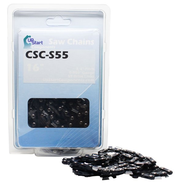 UpStart Components 3-Pack 16" Semi Chisel Saw Chain for McCulloch Electramac 300S-16 Chainsaws - (16 inch, 3/8" Low Profile Pitch, 0.050" Gauge, 55 Drive Links, CSC-S55)