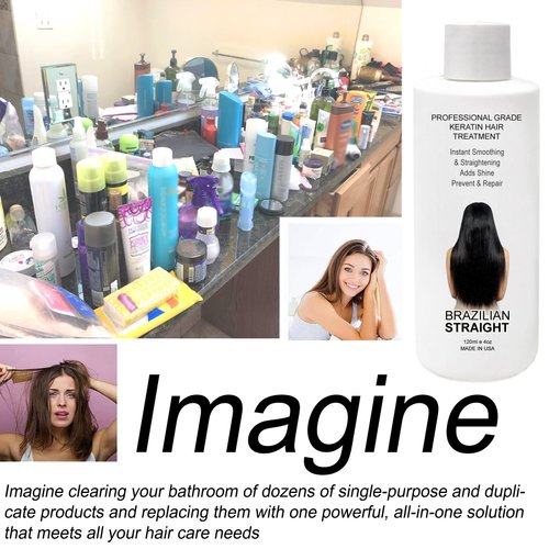 Real BRAZILIAN STRAIGHT Keratin Straightening Treatment Kit Pro Result Keratin Protein Arganoil Collagen Amino Acid Straight shiny Hair Salon Results Lasts 3-9 months All Hair thicknesses, colors