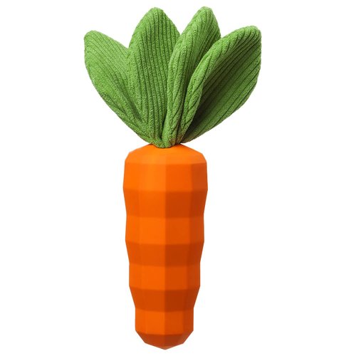 MewaJump Dog Squeaky Chew Toys for Aggressive Chewers, Rubber Carrot Dog Toys for Training and Cleaning, Interactive Tough Dog Toy for Medium Dogs