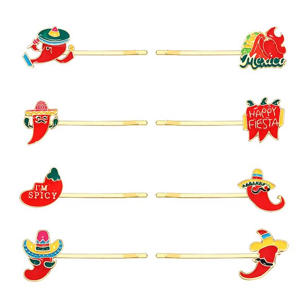 Cinco De Mayo Hair Accessories Colorful Enamel Mexico Hairpins Funny Fiesta Hair Clips Cute Cinco De Mayo Hair Clips
