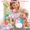 VeewyRee Unicorn Piggy Bank Girls – Cute Rainbow Kids Piggy Bank for Girls, Personalized Unbreakable Resin Coin Money Bank for Kids with Stickers for Toddlers
